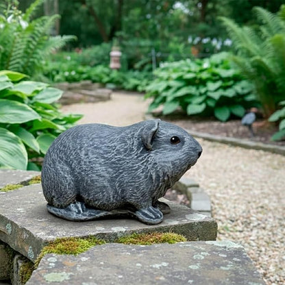 OLOMA Outdoor Indoor Guinea Pig Garden Sculpture Heavy Concrete Figurine with Resin Sealed Finish Weather Resistant Decorative Accent for Landscape Yard Walkway