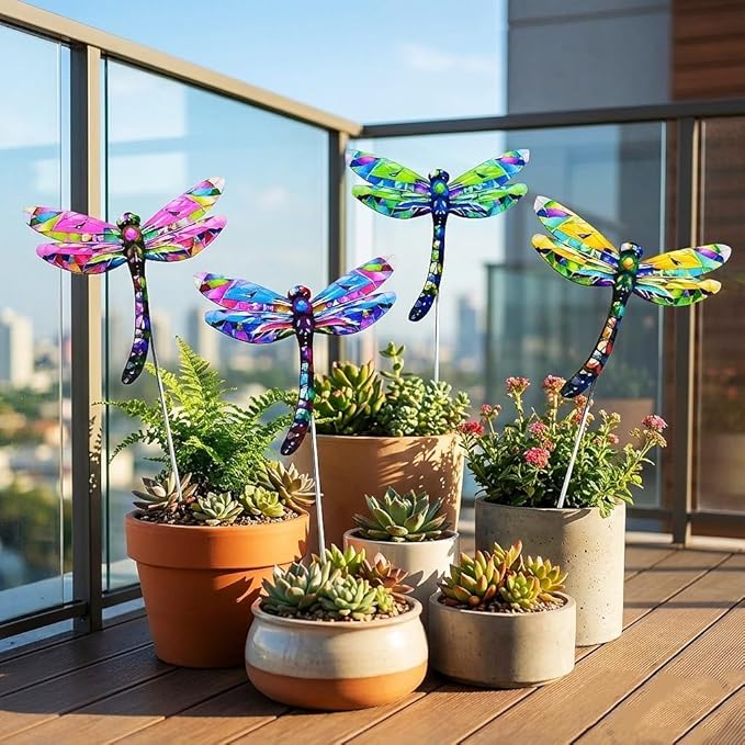 A Set of Adorable Wrought-Iron Garden planters is Suitable for Various Places Such as patios, courtyards, corridors, etc. (Dragonfly)