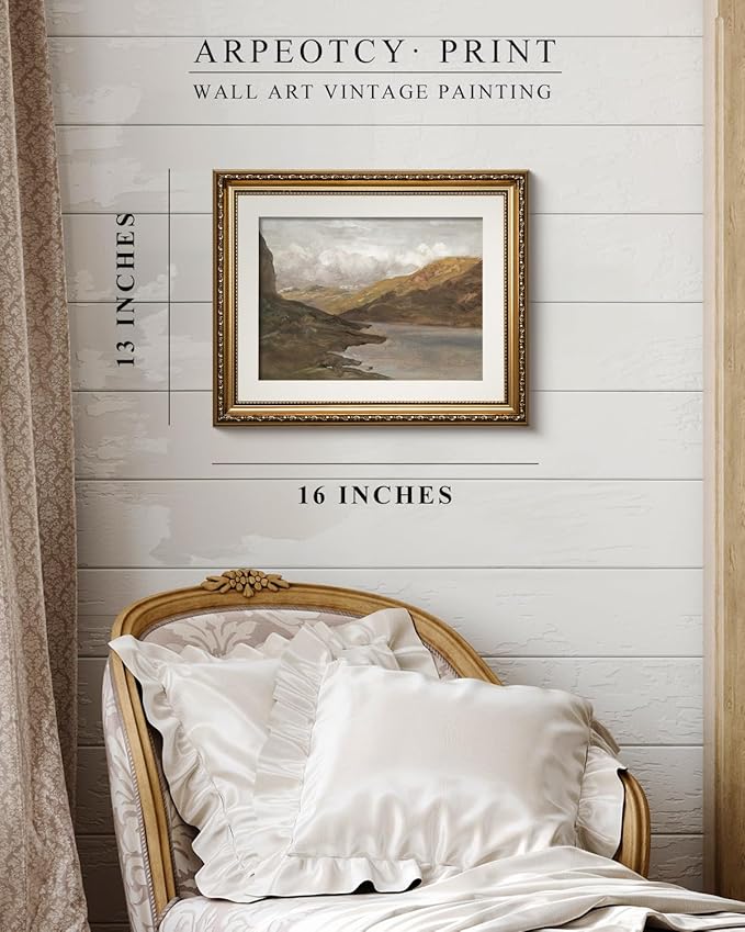 ARPEOTCY Vintage Gold Framed Wall Art, 13x16 inch Nature Seaside Landscape Retro Paintings Canvas Prints Aesthetic Home Wall Decor for Living Room Bedroom Bathroom Antique Pictures Frame Artwork