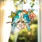 Birds Couple Handmade Resin Suncatchers Artisan Sun Catcher Stained Glass Effect Window Hanging Garden Decor Valentine for Mom