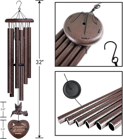 32-Inch Heartfelt Memorial Wind Chimes - Gently Soothing Sympathy Gifts for Loss of Loved One, Perfectly Serene Wind Chimes for Outside & Meaningful Memorial Gifts