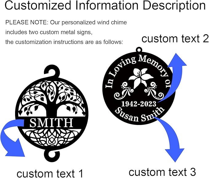 Personalized Wind Chimes for Outside, Sympathy Gifts for Loss of Loved One, Personalized Memorial Wind Chimes, Memorial Gifts for Loss of Mother Father Dad, in Memory of Loved One Gifts