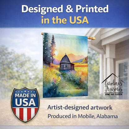 Caroline's Treasures Montana Bitterroot in Watercolor House Flag Large Porch Sleeve Pole Decorative Outside Yard Banner Artwork Wall Hanging, Polyester, House Size, Multicolor