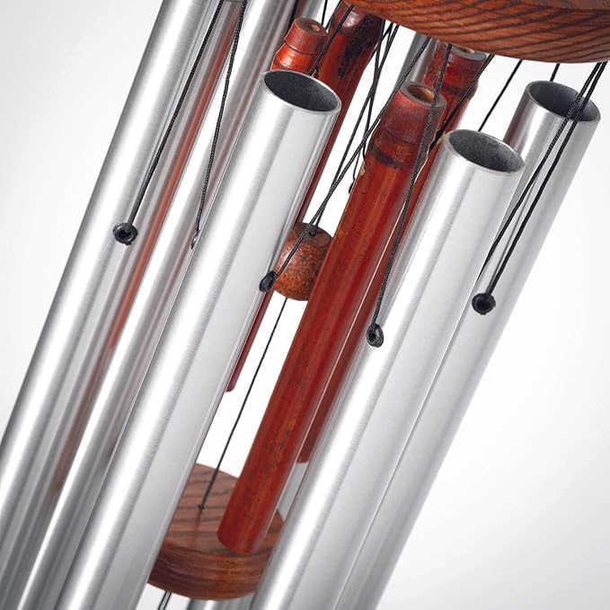 Woodstock Chimes Signature Collection, Singing in The Rain Chime, 25'', Silver Wind Chimes for Outdoor, Patio, Home or Garden Décor (RAIN)