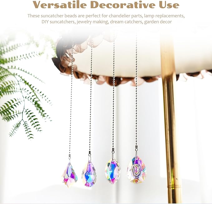 kanpura 10pcs Colorful Crystal Suncatcher Prism Chandelier Crystals Replacement for Lamp Windows Hanging Crystals Prisms for Birthday Christmas Wedding Party Decor