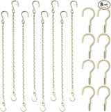 Hotop 8 Pcs Metal Hanging Chains with Ceiling Hooks, Garden Plant Hangers for Hanging Bird Feeders, Billboards, Chalkboards, Basket, Planters, Lanterns, Wind Chimes, Chain Hook DIY(12 Inch,Gold)