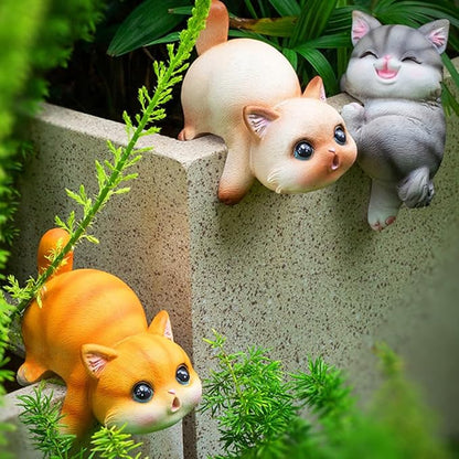 Cat Flower Pot Huggers for Flower Pots, Cute Plant Pot Hanger Ornaments, Funny Plant Decorations for Pots, Resin Cat Figurines for Garden Planters Edge Hanging Decor (A)