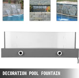 Happybuy Fountain Spillway 23.6x3.2x8.1 Inch, Pool Waterfall Fountain 17 Colors Led, Pool Water Fall Kit with Remote, Pool Spillway Solid Acrylic Pool Waterfall for Garden Pond, Swimming Pool, Square