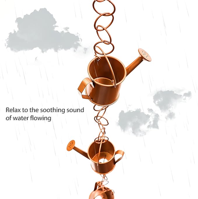 Trademark Innovations 8.25' Copper Colored Watering Can Rain Chain for Gutters and Downspouts