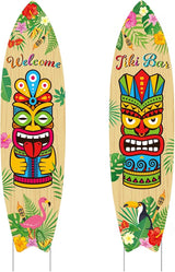 Queekay 2 Pcs Tiki Yard Sign Luau Hawaiian Tropical Party Decoration Outdoor Tiki Sign with Stakes for Summer (Skateboarding Style)