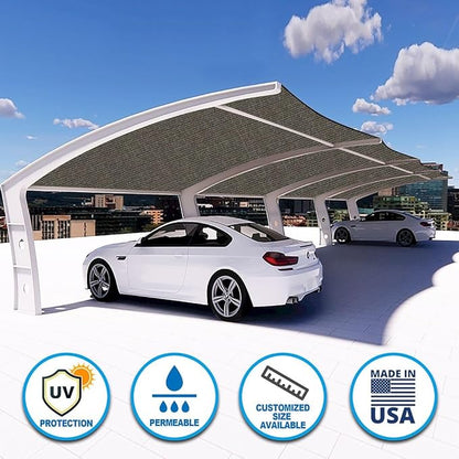 Houssity Brown 3' x 84' Balcony Deck Fence Privacy Screen Cover Panel Shade Cloth Fabric for Chain Link Fence Patio Pool Railing Driveway Walkway Porch Playground Dog Kennel Residence Commercial Use