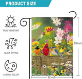 Spring Summer Hummingbird Garden Flag Double Sided 12x18 Inch, Birds Colorful Floral Small Burlap Yard House Seasonal Outside Outdoor Decoration