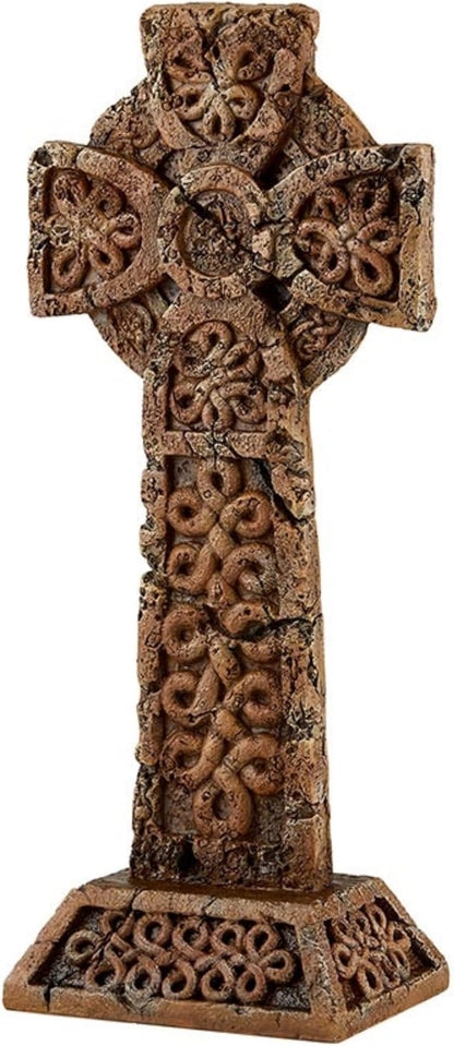 Christian Brand Avalon Gallery Standing Celtic Cross Garden Statue, Stone Resin Indoor Outdoor Décor, 16" Tall x 7" Wide