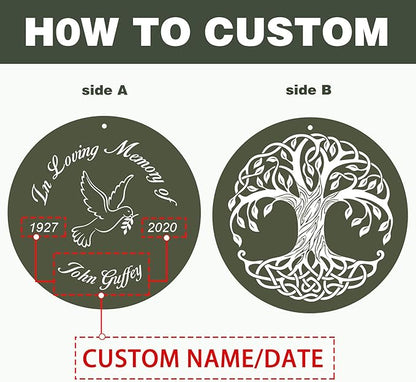 ASTARIN Memorial Tree of Life 36" Wind Chimes, Personalized Name Sympathy Wind Chime, in Memory of Loss Mom Loved One, Large Deep Tone Bereavement Windchimes for Outside Clearance(Produced in USA)
