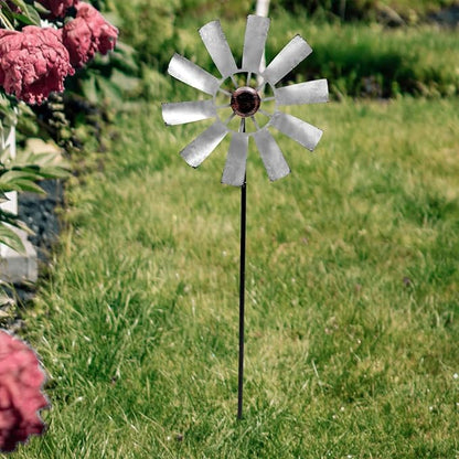 Yardwe Large Metal Windmill Ornament Outdoor Garden Decor Rotatable Wind Spinner with Durable Metal Construction for Lawn Patio Courtyard