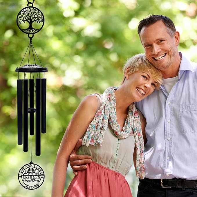 25th Wedding Anniversary Wind Chime Gifts for Parents Couple Husband Wife Friends Keepsake Decoration for Home or Garden