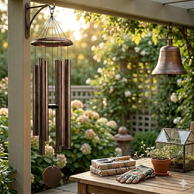 50 Inch Aluminum Wind Chimes Large Outdoor Memorial Hanging Wind Chime with Deep Church Bell Sound Heavy Duty 3.6mm Thick Tubes for Garden Porch, Patio Yard and Home Decor Taiwan Made