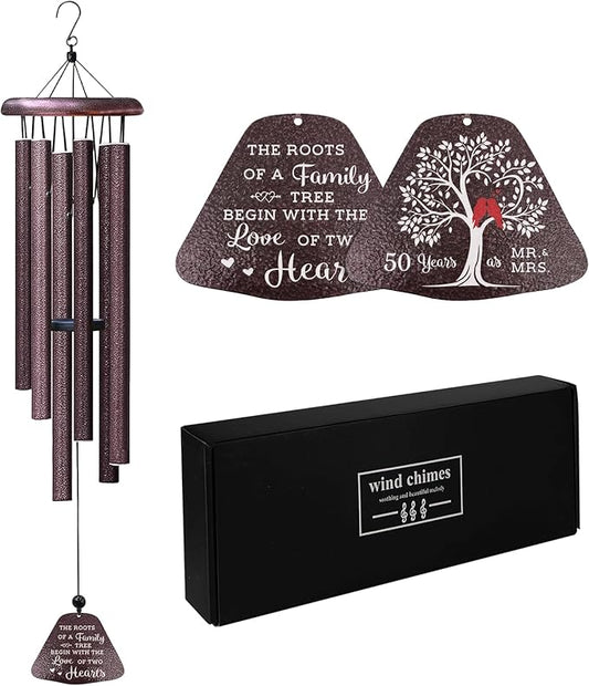 50th Anniversary Wedding Gifts, Best 50th Anniversary 32" Wind Chimes for Parents Grandparents, Golden 50 Years of Marriage Gift Ideas for Wife Husband, Golden Wedding Gifts for Couples