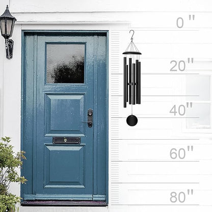 FDOCOI 45'' Wind Chimes Outdoor,Memorial Wind Chime, Large Wind Chimes for Outside Deep Tone, Sympathy Gifts. Black