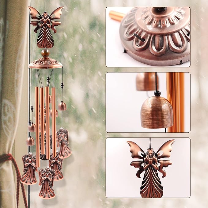 Wind Chimes Outdoor Clearance, Ukulork Angel Aluminum Tube Windchime with S Hook,Patio Garden Decor, Housewarming Gift.