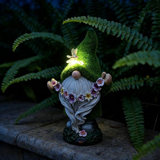 Garden Gnomes Outdoor Decor Light - Funny Garden Decorations Solar LED for Yard Patio, Home Garden Statues Ornaments, Housewarming Gifts for Family Green Saint Patricks Day Leprechaun 5.5x3.5x8.5 Inch