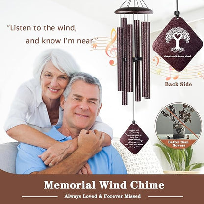 Sympathy Gifts for Loss of Loved One, 32" Memorial Wind Chimes, Thoughtful Bereavement Gifts/Sympathy Gift/Condolences Gift Basket for Loss of Dad Mom Miscarriage (Bronze)