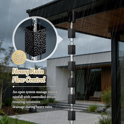 Rain Chains for Gutters Outside 8.5FT Black Rain Catcher Chain with Adapter 16 Cups Decorative Replacement for Downspout