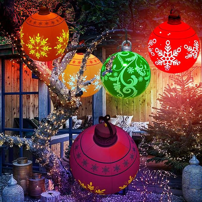 21 inch Inflatable Christmas Balls Ornaments, Christmas Decoration LED Lights with PVC, Giant Xmas Party Supplies, Garden Glow Up Balls with Remotes, Hanging Disco Balls Decor for Outdoor Blue
