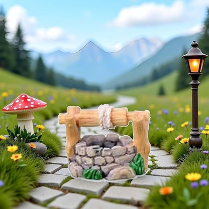 Miniature Stone Well Resin Water Pool, 3.9 x 2.8cm, DIY Fairy Garden Decor, Craft Garden Sculptures and Statues