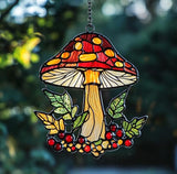 Mushroom and Crescent Moon Suncatcher Faux Stained Window Hanging Perfect Cottagecore Fall Gift Garden Home Decor Suncatchers Indoor Window Suncatchers for