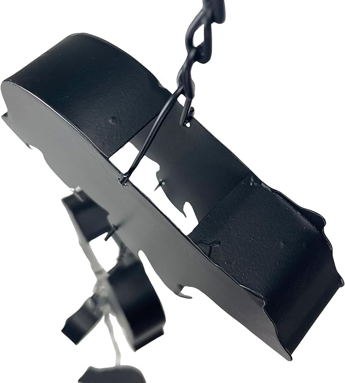 Black Bear Rain Chain - 75 inches Long with 8 3D Bear Designs, Weighted Bell for Wind Chime Sound, Durable and Weather-Resistant - Eco-Friendly Rainwater Collection or Downspout Replacement
