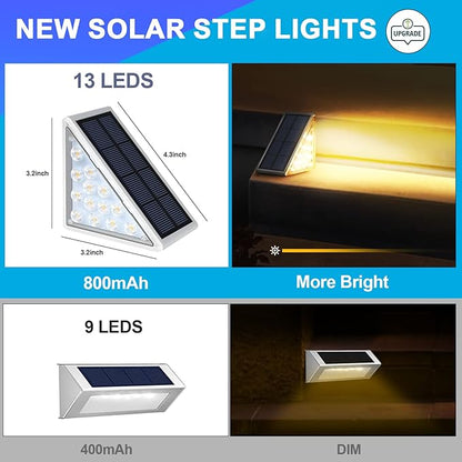 AUDLES LED Solar Step Lights Waterproof Outdoor Stair Lights, Warm White Solar Deck Light IP67 Solar Decoration Lights for Yard, Patio, Garden, Walkways, Front Door, Pathway, Driveway, Porch 2PK