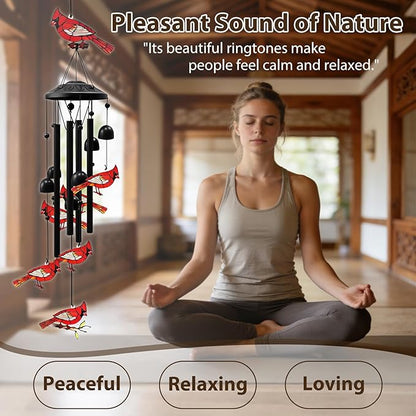 Memorial Wind Chimes for Loss of Loved One,Sympathy Gifts for Loss of Mother/Dad/Husband - Cardinal Wind Chimes for Outside with Light-Catching,in Memory of Loved One Gifts,Sympathy Wind Chimes 35"