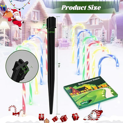 20PCS Replacement Stakes for Christmas Candy Cane Lights Outdoor,Plastic Light Stakes,Used to Maintain Candy Cane Pathway Lights,0.61X9 Inches(Black)
