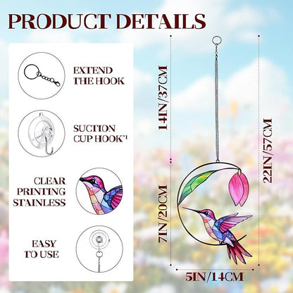 Hummingbird Gifts for Women, Hummingbird Sun Catcher for Window Hanging, for Mom Grandma Bird Lovers, Spring Suncatcher Garden Decor for Indoor Outdoor Windows