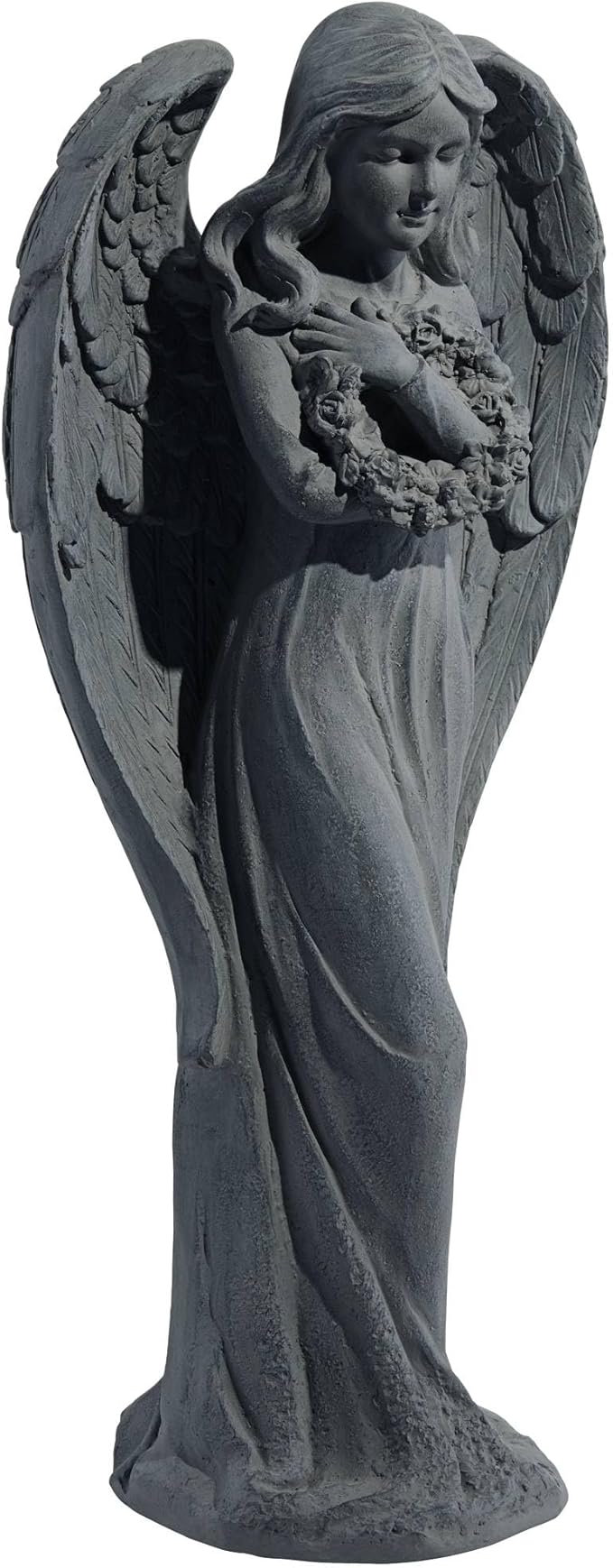 John Timberland Standing Angel Statue Sculpture Catholic Religious English Decor Indoor Outdoor Garden Front Porch Patio Yard Outside Home Balcony House Exterior Faux Greystone Ceramic 25" Tall