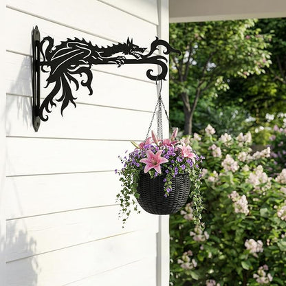 2 Pack-10inch Gothic Dragon Metal Wall Brackets for Hanging Plants, Outdoor Indoor Decorative Hooks for Hanging Plants, Bird Feeder, Wind Chime, Lantern