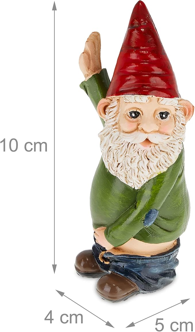 Relaxdays Peeing Gnome, Rude Figurine, Weatherproof, Frost Resistant, Garden Statue, Polyresin, Multicoloured, Synthetic Resin, 10 x 5 x 4 cm