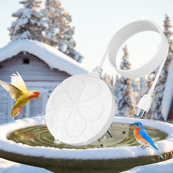 110W Bird Bath Heater for Outdoors in Winter–Submersible Pond Deicer,Cast Aluminum Thermostatic Chicken Water Heater,Power Cord 4.92 Ft/1.5M(White)