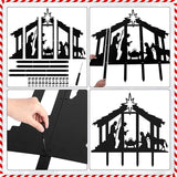 Cinnvoice 40" x 31" Large Christmas Metal Yard Stakes Christmas Garden Stakes Waterproof Xmas Outdoor Yard Decor with Stake for Xmas Holiday Lawns Outdoor Decor(Nativity, Black)