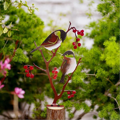 Wrought Iron Bird Decoration Metal Iron Art Animal Bird Hanging Ornaments Cute Bird Art Iron Sculpture Creative Outdoor Silhouettes Garden Crafts for Garden (Grey)