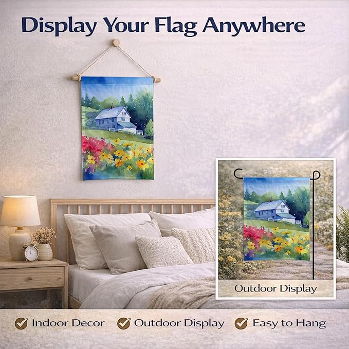 Caroline's Treasures Massachusetts Mayflowers in Watercolor Garden Flag Mailbox Flag Decorative Yard Flag Banner Outside Patio Artwork Yard Flower Beds, Garden Size, Multicolor