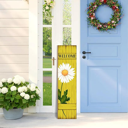 Spring Daisy Welcome Wooden Sign, Summer Rustic Daisy Porch Sign for Front Door Decorations, Front Porch Decor Home Hanging Signs Wall Sign 31.5"H