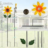 DREAMSOUL 13 Inch Dia Wind Spinner Outdoor, Sunflower Wind Spinner Metal Kinetic Spinner for Garden Yard Art Decor (57 * 13 Inches)
