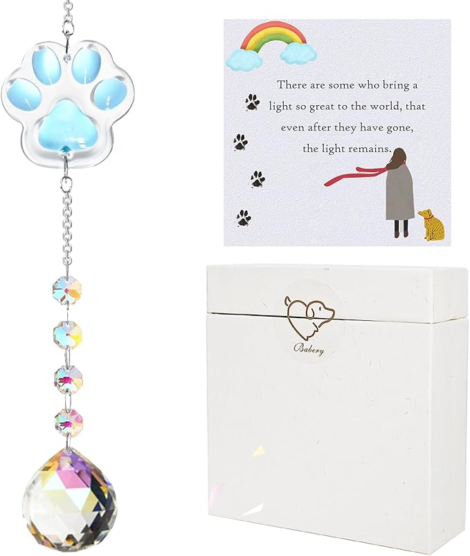 Dog Memorial Gifts for Loss of Dog, Pet Loss Sympathy Gift, Pet Memorial Suncatcher for Car/Window Hanging Ornament Pet Memorial Gifts for Dogs/Cats