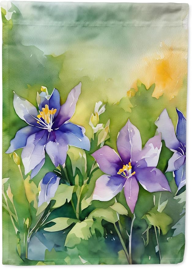 Caroline's Treasures Colorado Rocky Mountain Columbine in Watercolor Garden Flag Mailbox Flag Decorative Yard Flag Banner Outside Patio Artwork Yard Flower Beds, Garden Size, Multicolor