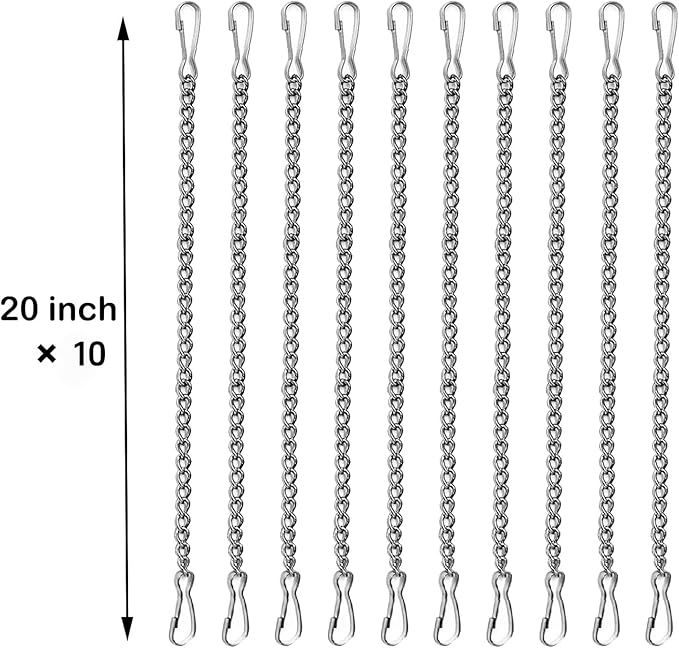 10pcs 20inch Stainless Steel Hanging Chains for Stained Glass Panels,Silver 304 Stainless Steel Hanging Chain Window Art Decor,For Stained Glass,Suncatchers,Window, Garden, Patio Outdoor Decor