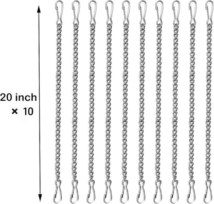 10pcs 20inch Stainless Steel Hanging Chains for Stained Glass Panels,Silver 304 Stainless Steel Hanging Chain Window Art Decor,For Stained Glass,Suncatchers,Window, Garden, Patio Outdoor Decor