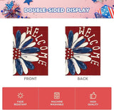 AVOIN colorlife Patriotic 4th of July House Flag 28x40 Inch Double Sided Outside, Memorial Day Red Floral Welcome Daisy Yard Outdoor Decoration