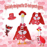 Forever Romance Goose Outfit - Red Tuxedo Holding Flowers for 23" Porch Goose, Perfect for Engagement, Wedding, & Renewing Vows Decoration